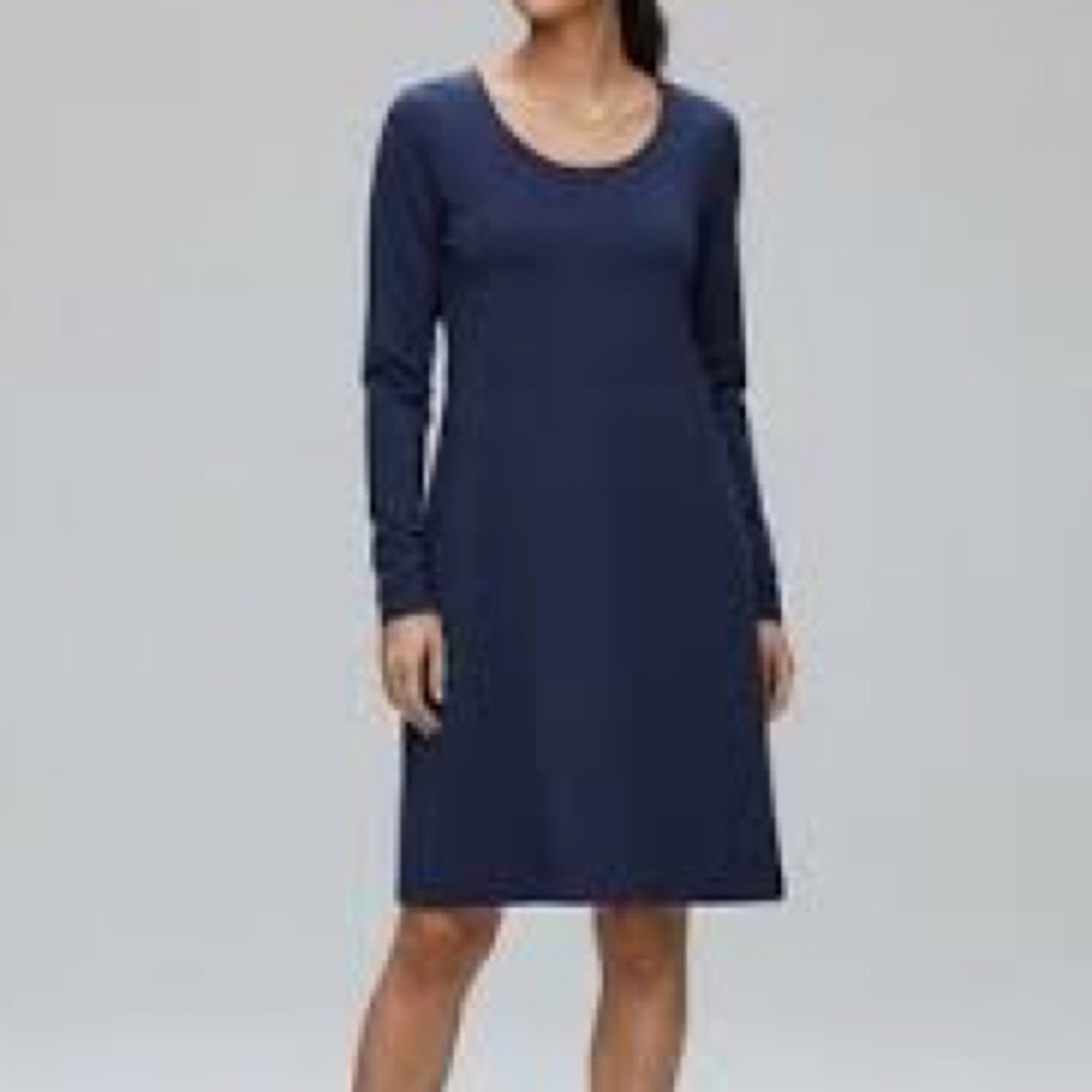 Duluth Trading Co. Wearwithall Ponte Knit Long Sleeve Dress in Navy - Size XL